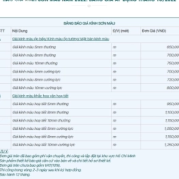 BÁO GIÁ KÍNH SƠN MÀU NĂM 2023