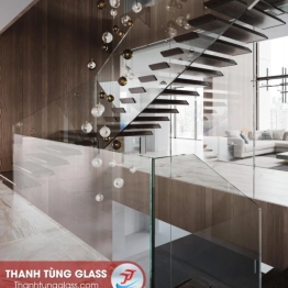 Lan can cầu thang kính vô cực cao cấp 3D 