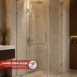 Phòng tắm kính cửa quay 90 độ cường lực
