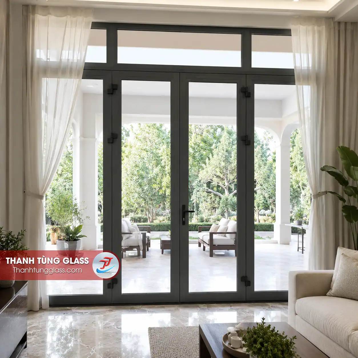 Cửa đi nhôm xingfa 4 cánh mở quay