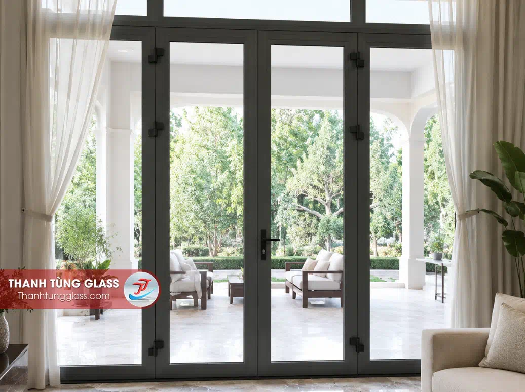 Cửa đi nhôm Xingfa màu ghi xám