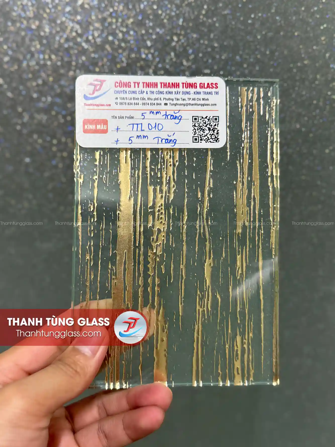 Kính ghép lụa nhũ đồng ánh kim trang trí - Thanh Tùng Glass