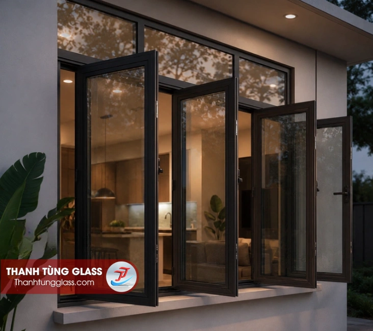 Cửa sổ nhôm xingfa mở quay 4 cánh