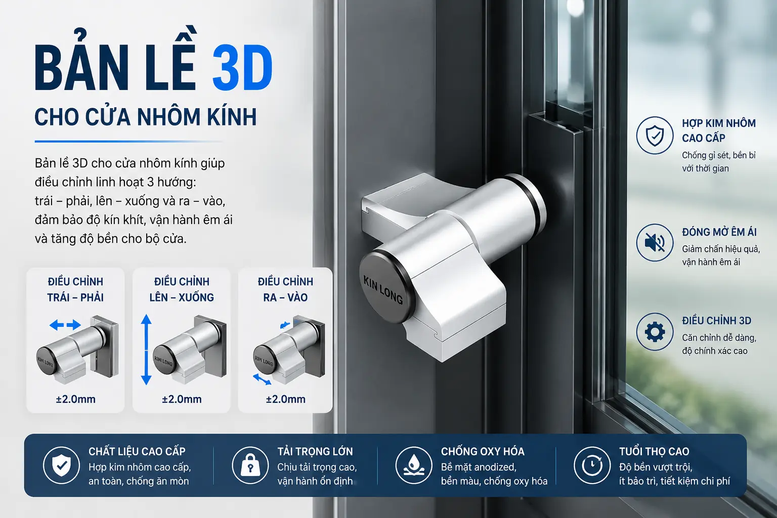Bản lề 3d cửa nhôm xingfa