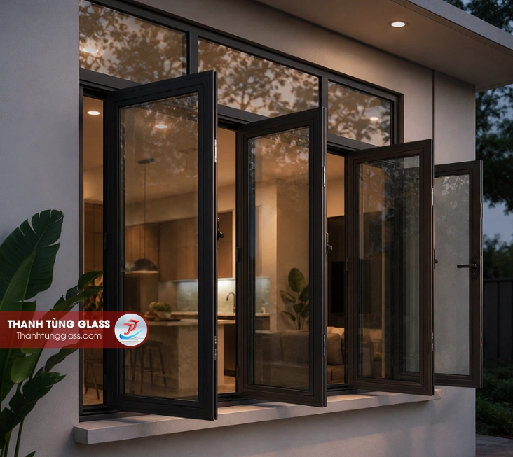 Cửa sổ nhôm xingfa mở quay 4 cánh