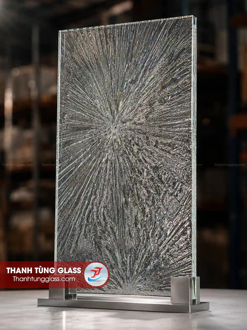 Kính đúc hoa văn hiệu ứng lá cọ