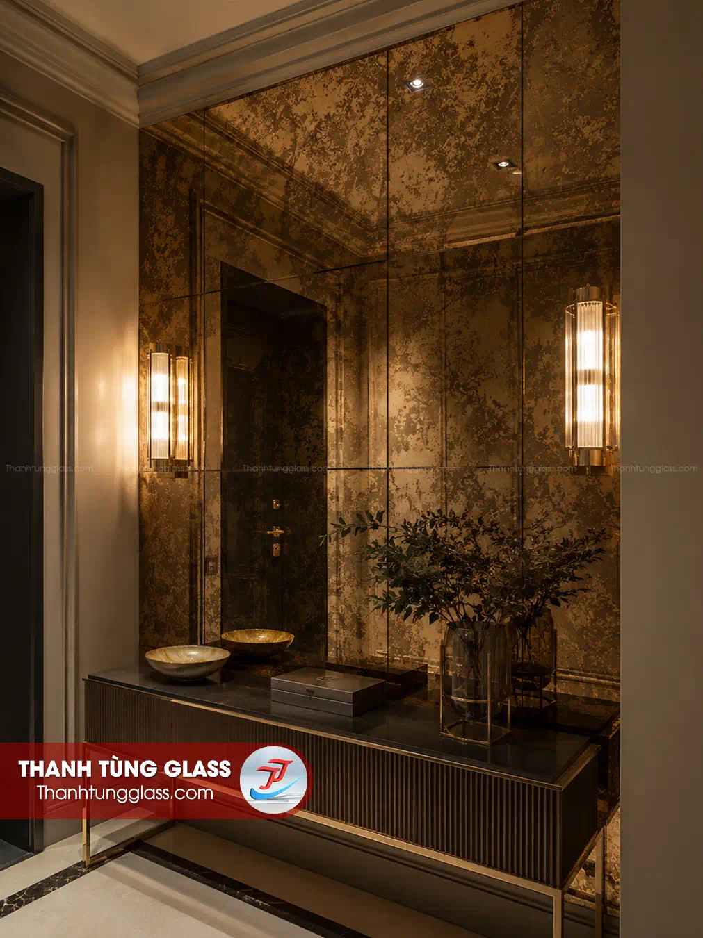 Kính thuỷ giả cổ màu trà