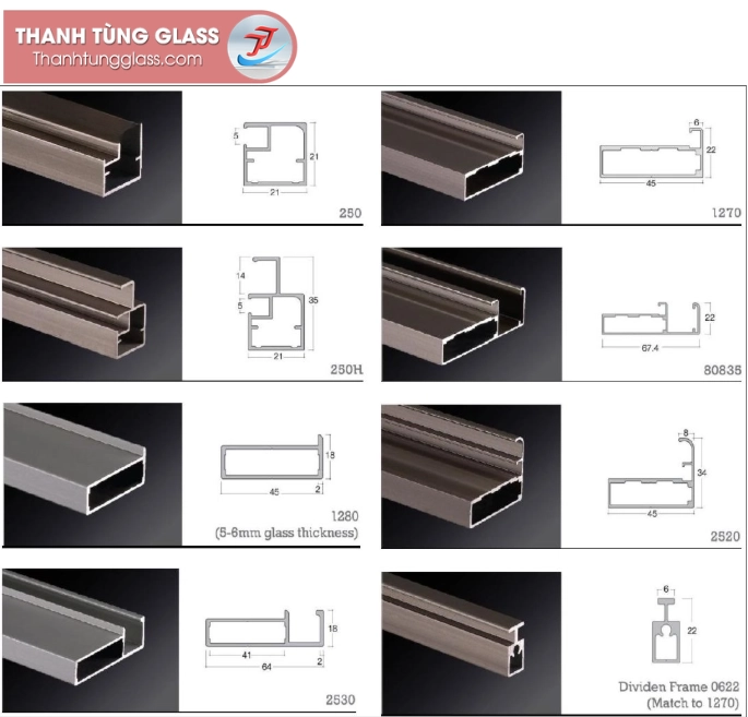 Mặt cắt profile nhôm cửa lùa