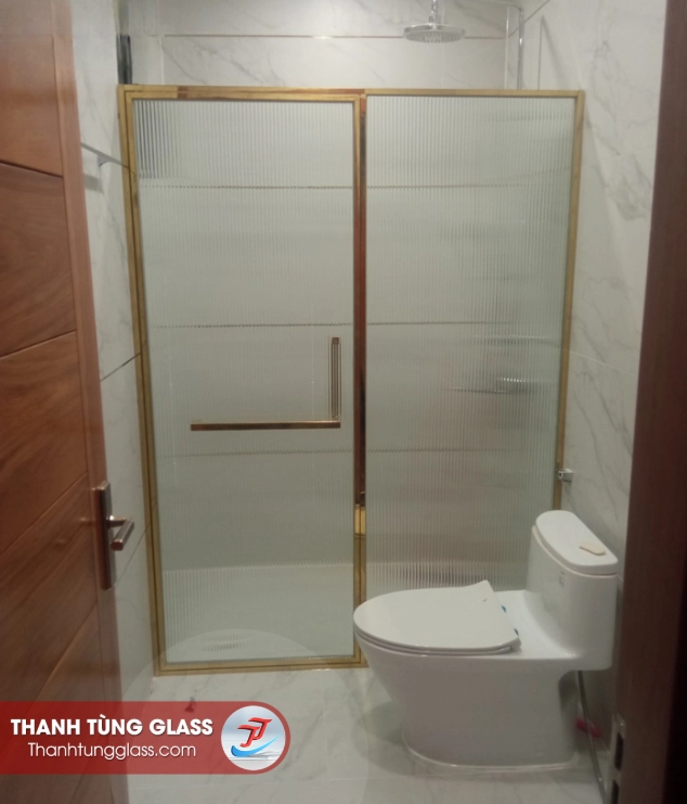 Phòng tắm kính nhôm Slim màu vàng