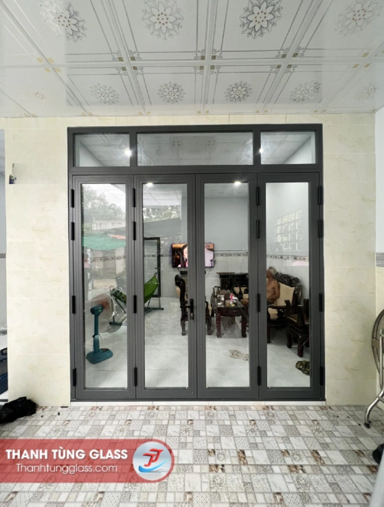 Cửa đi nhôm Xingfa màu ghi xám