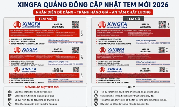 Mẩu tem nhôm xingfa quảng đông